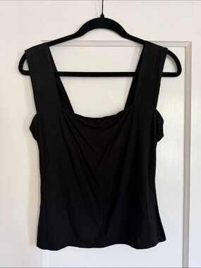 Reformation Black Square Neck Tank Top